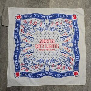 Austin City Limits Bandana Scarf Texas White Blue Red Western Music Festival GUC